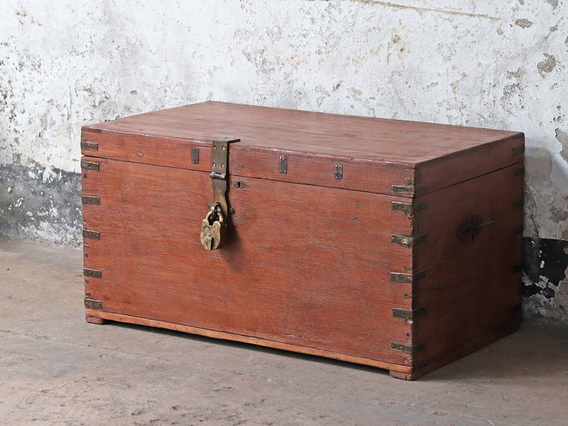 Large Wooden Storage Chest Brown