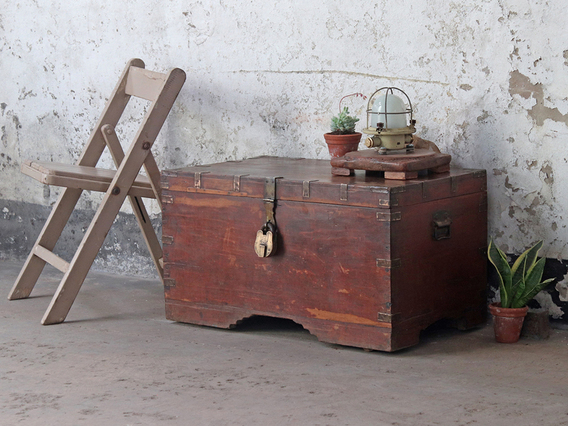 Antique Wooden Trunk Large