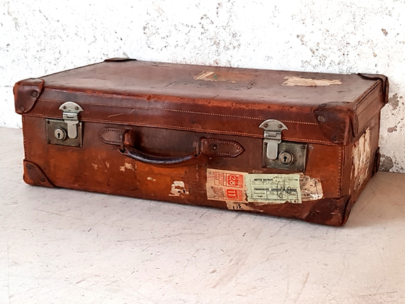 Vintage Leather Suitcase by Gordon House Brown