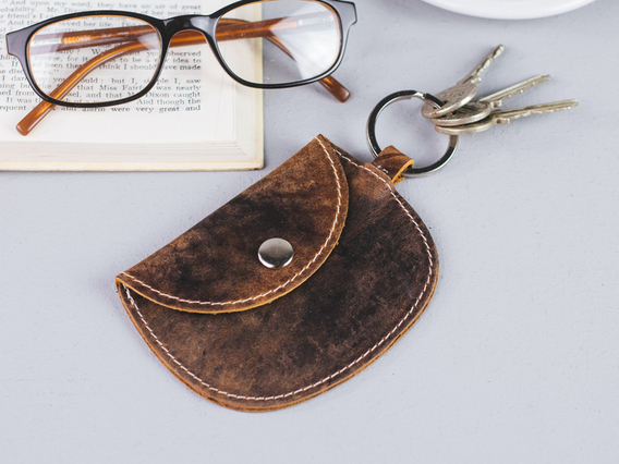 Leather Purse Keyring Small