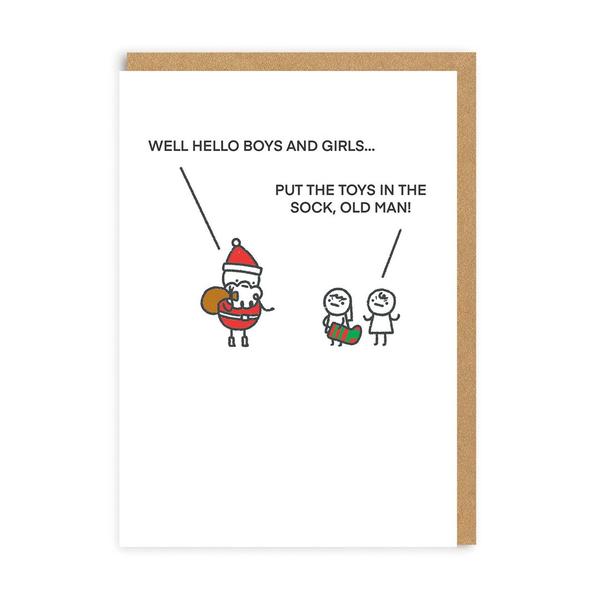 Put The Toys In The Sock, Old Man Christmas Card