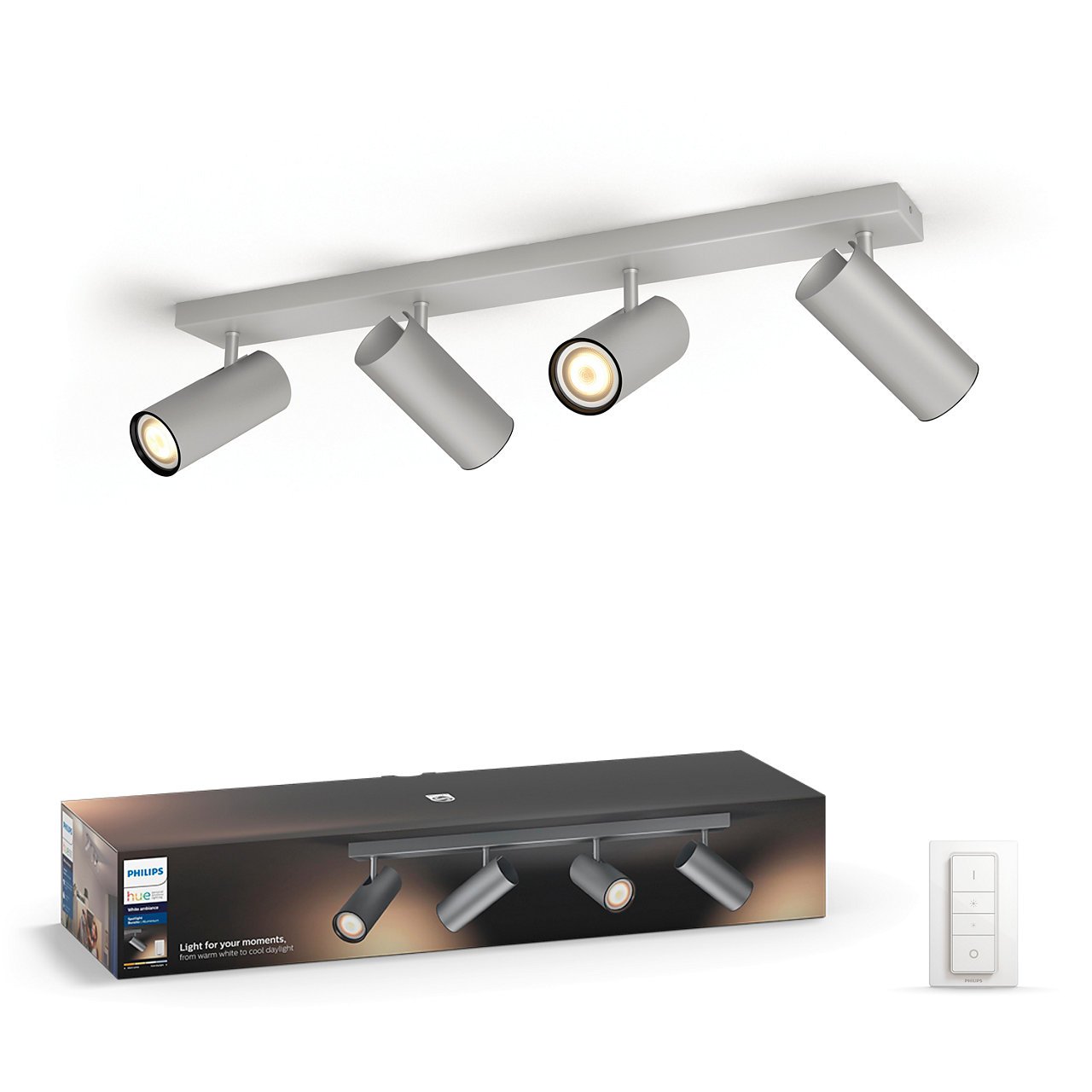Philips Hue - Buratto 4-Spot Incl. Remote Aluminium - White Ambiance - E