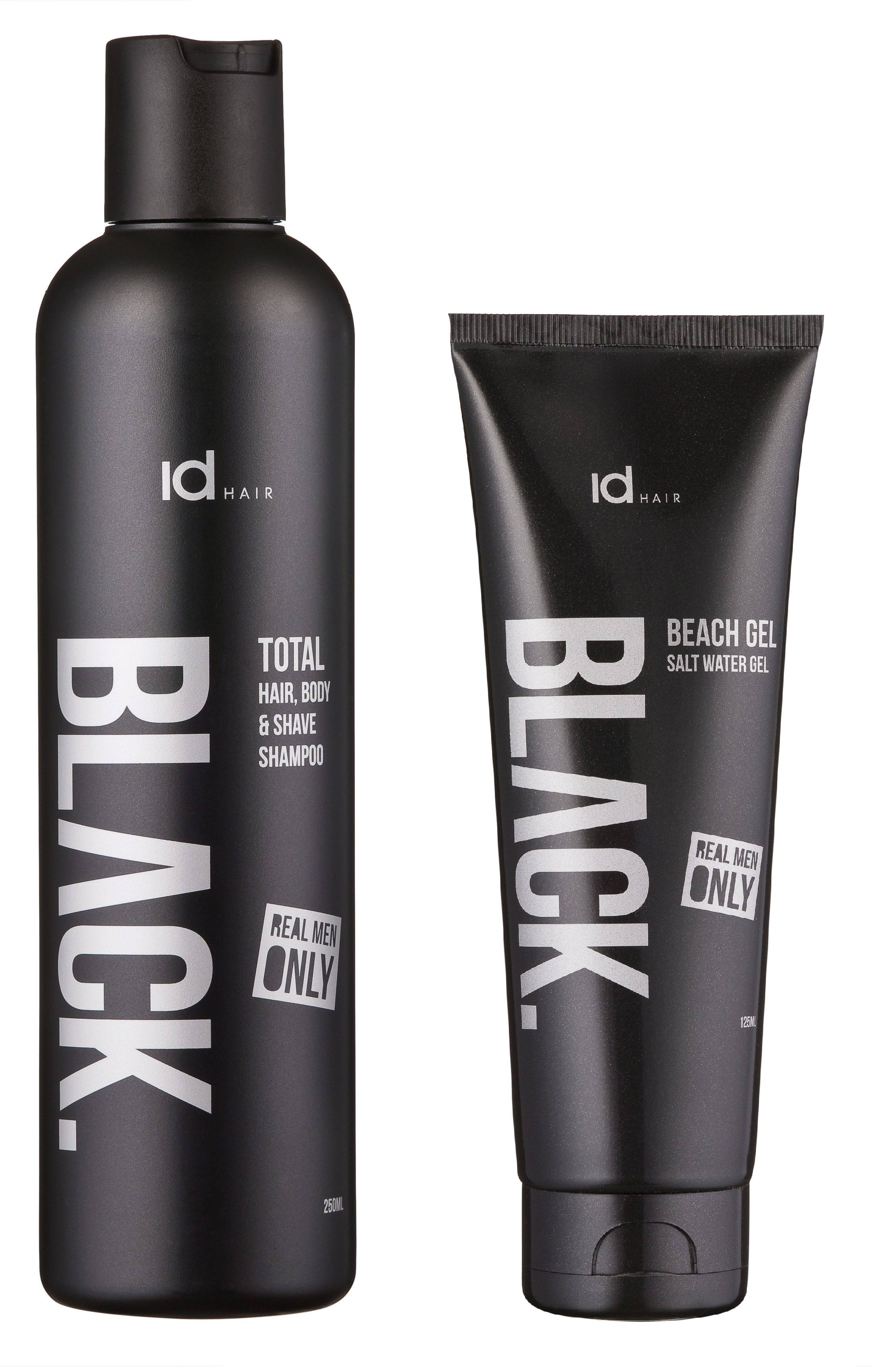 IdHAIR - Black Shampoo Total 3 in 1 250 ml + Black Beach Gel 125 ml
