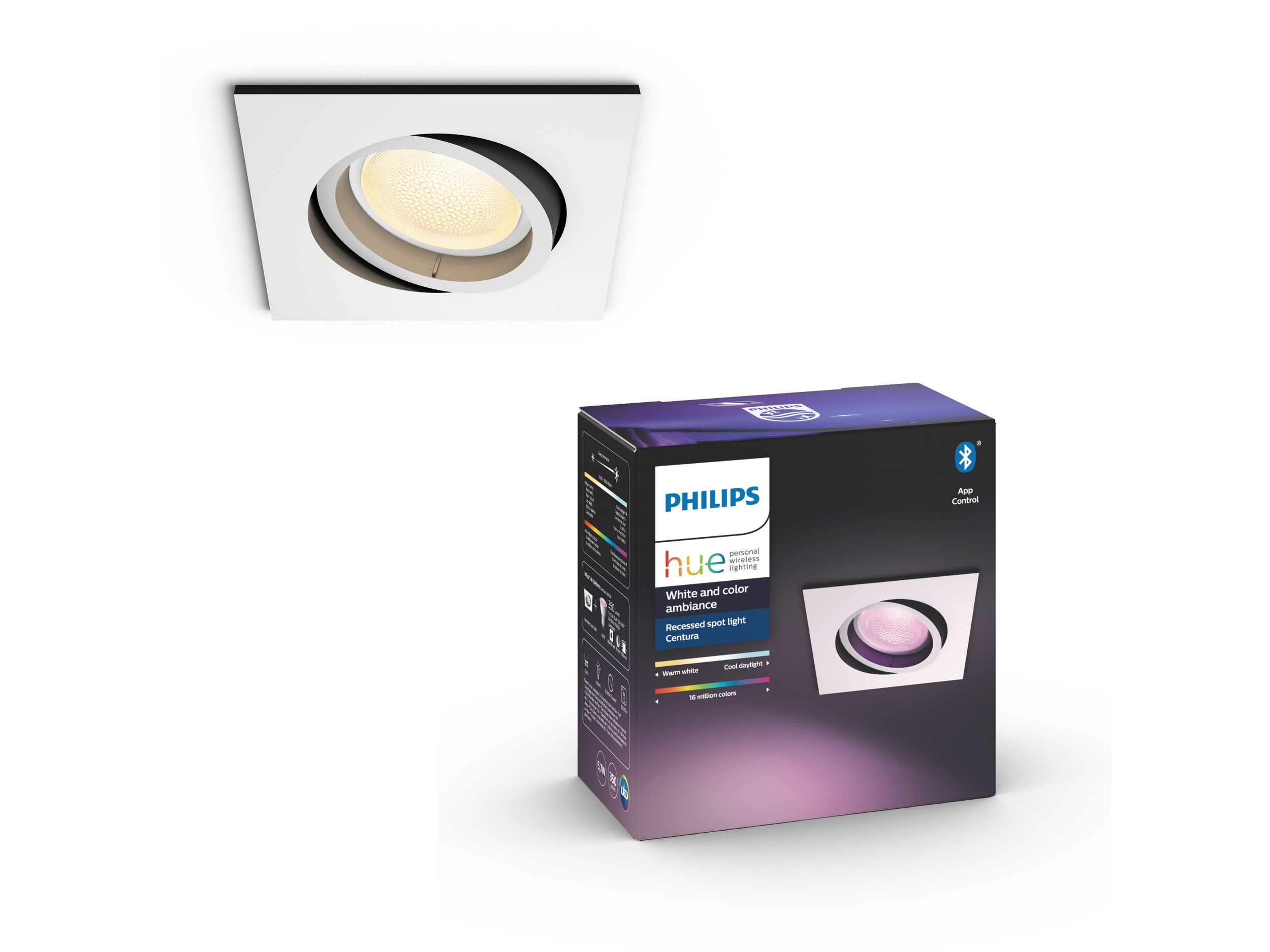 Philips Hue - Centura recessed Squared- Aluminium - White & Color Ambiance