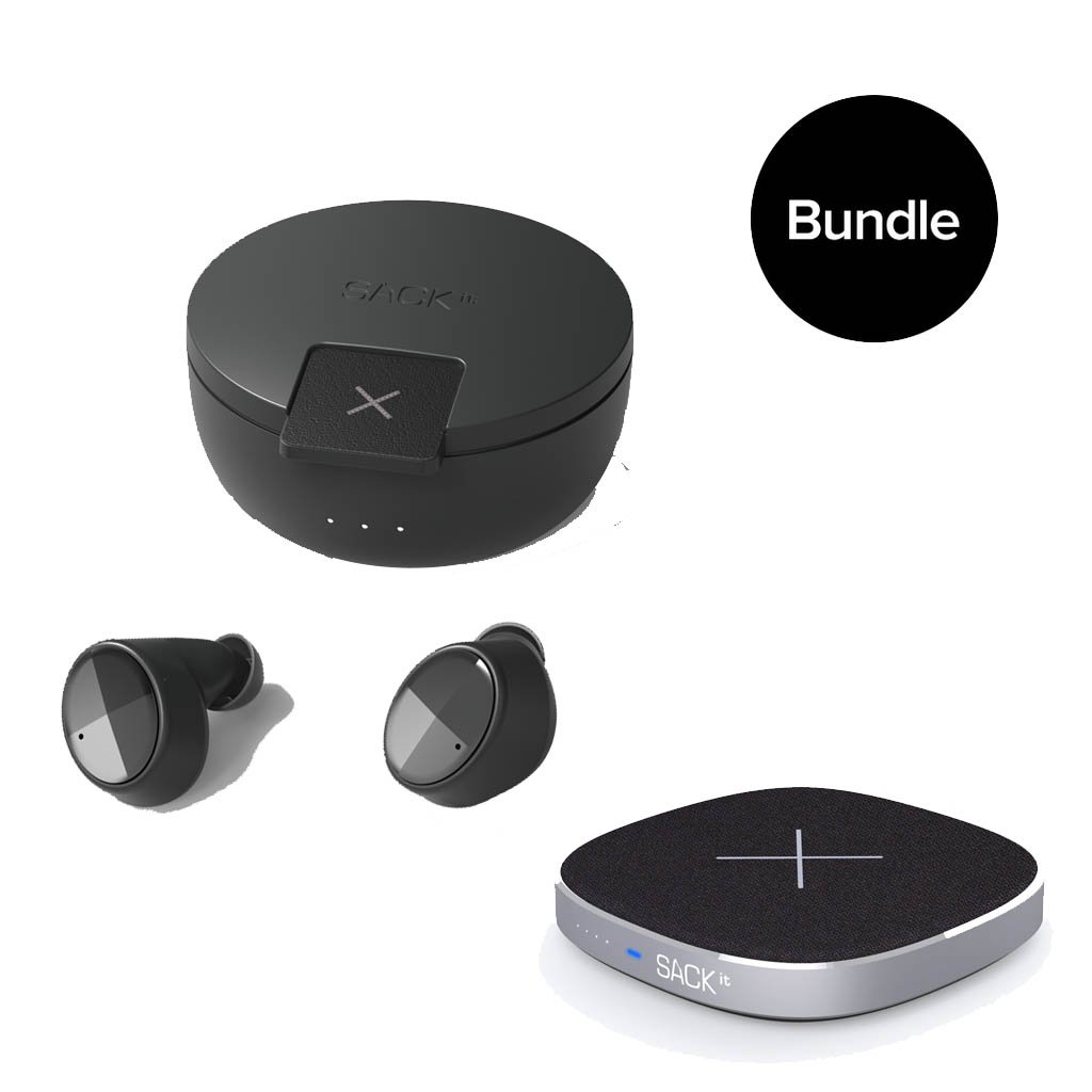SACKit - ROCKit X Earphones With ANC + CHARGEit Care power bank & wireless charger