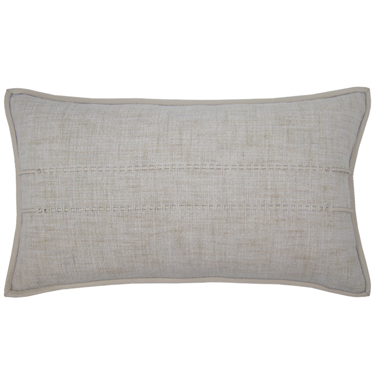 de Le Cuona | Hoxton Cushion With Leather Detail Oat