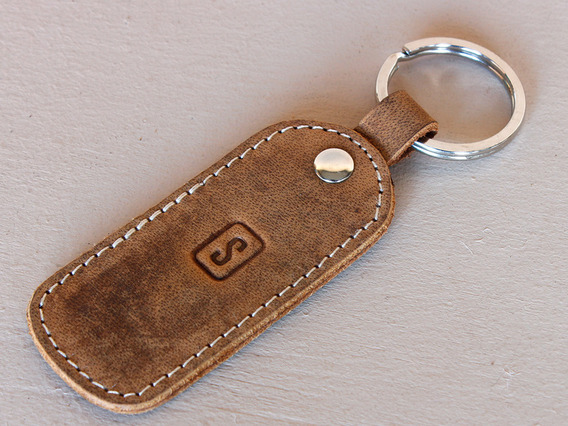Leather Keyring Brown Extra Small