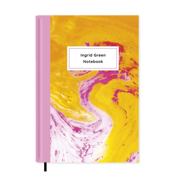 Orange Marble Personalised Notebook A5