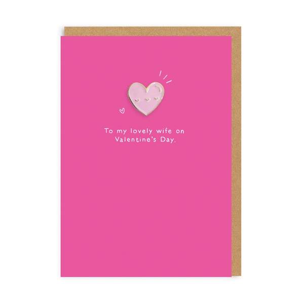 Heart Wife Valentine's Enamel Pin Greeting Card