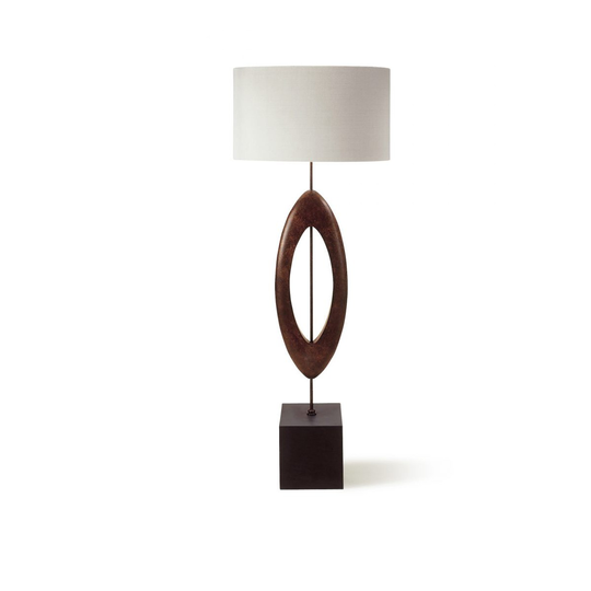 Porta Romana I Sculpted Manhattan Lamp I Copper With Slate Base