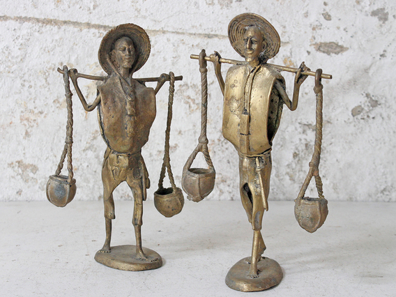 Bronze African Water Carrier Statue Medium