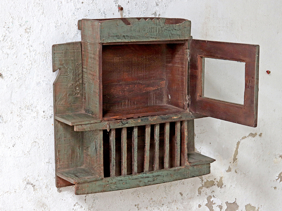 Old Teak Display Rack Green