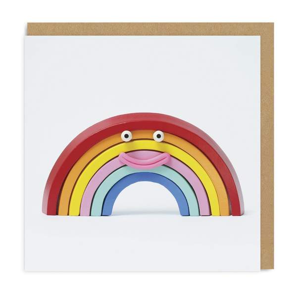 Rainbow Smiley Face Square Greeting Card