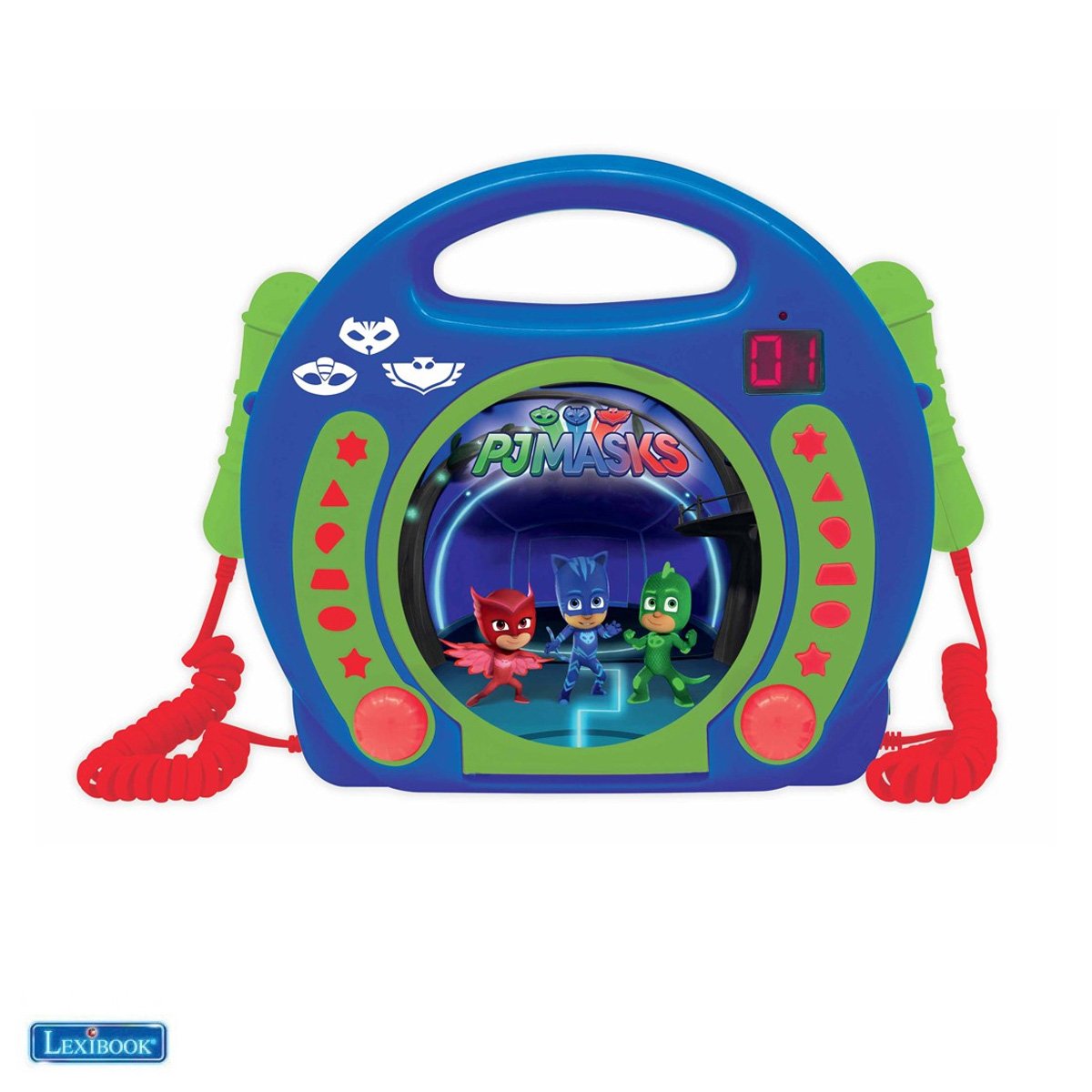 Lexibook - PJ Masks Portable CD player with 2 Sing Along microphones (RCDK100PJM)