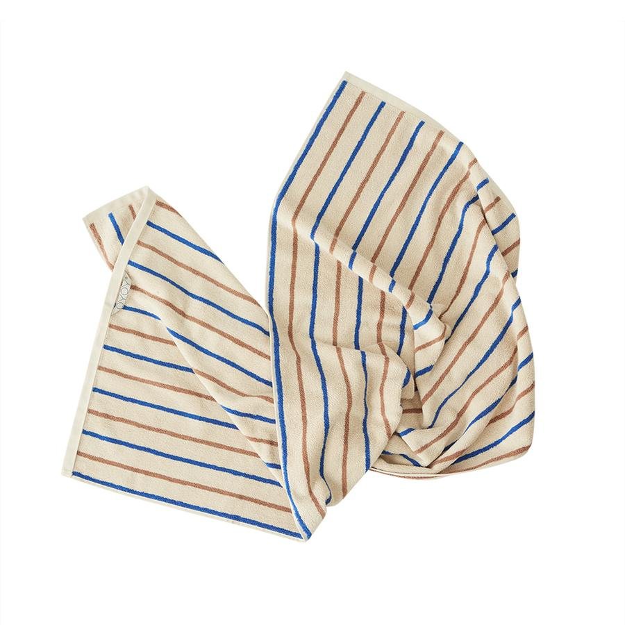 OYOY Living - Raita Organic Bath Towel - 70x140 cm - Caramel / Optic Blue