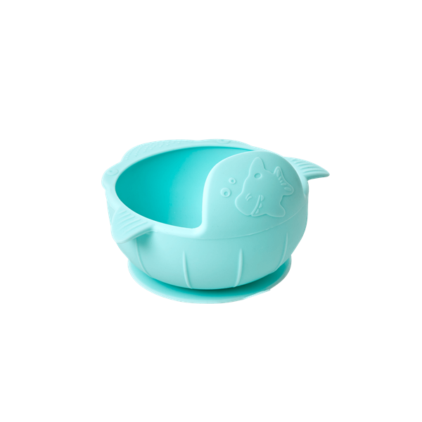Rice - Silicone Baby Bowl w. Suction Cup Base - Baby Blue