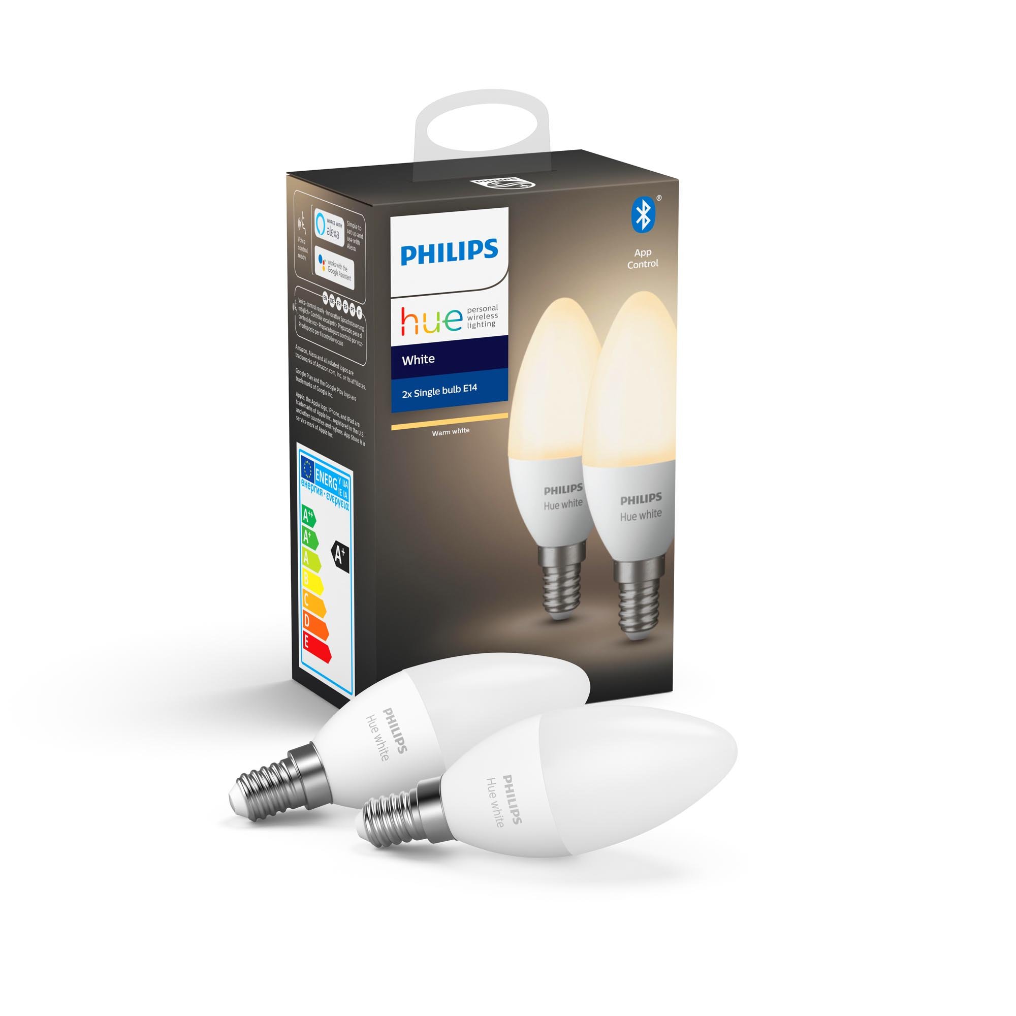 Philips Hue - E14 2-Pack - Warm White - Bluetooth