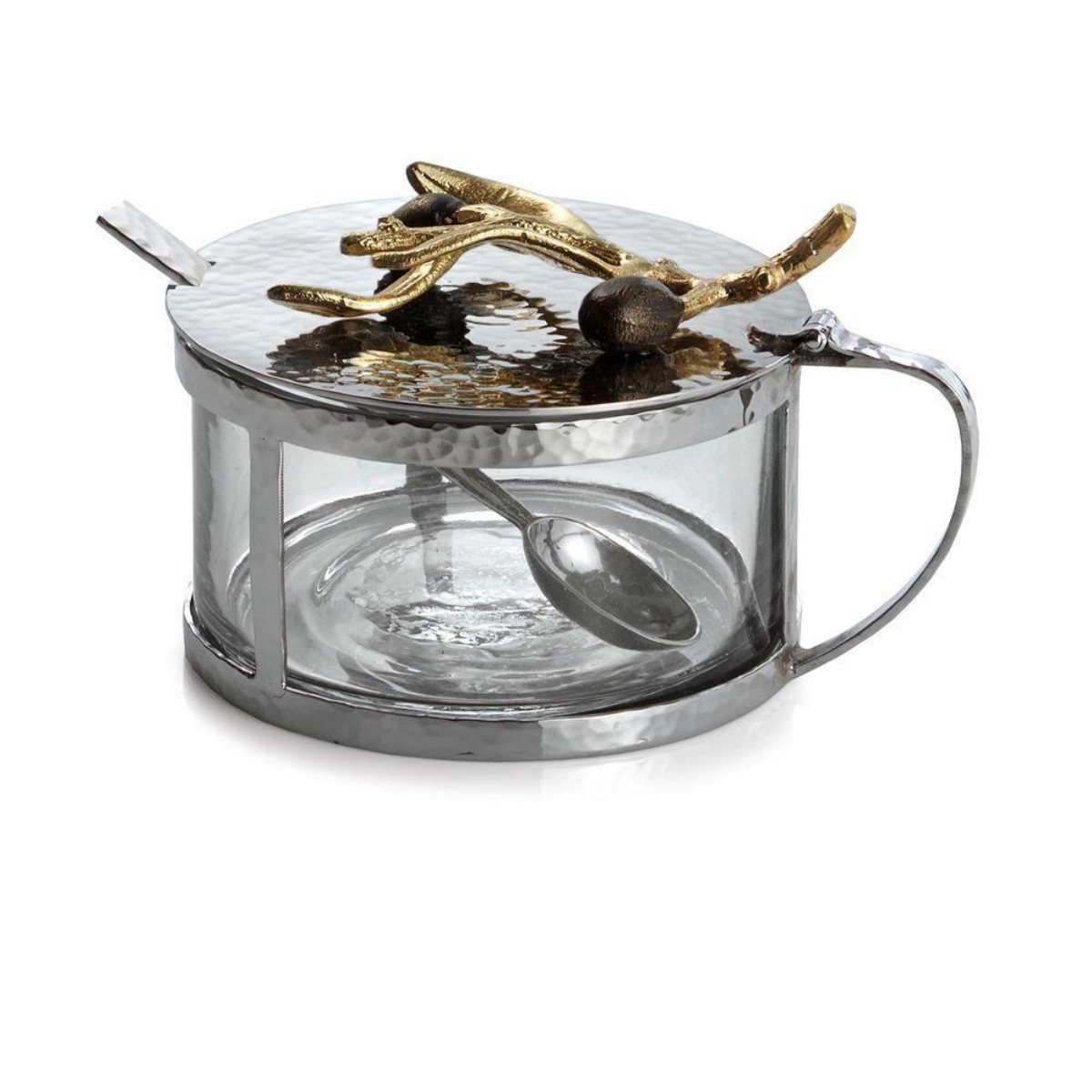 Michael Aram I Olive Branch Gold Condiment Container w/ Spoon