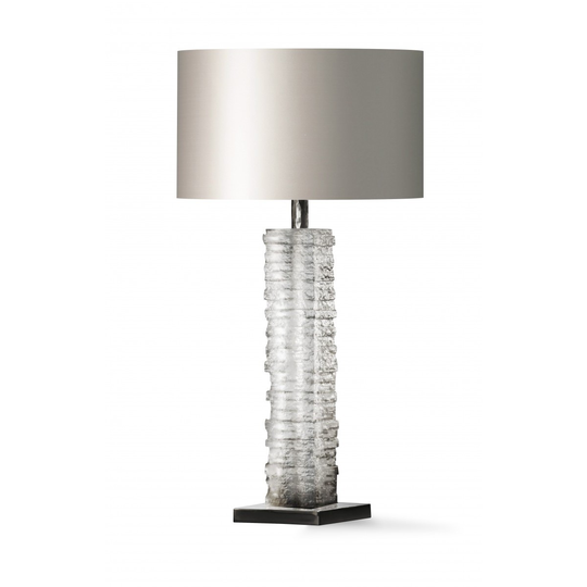 Porta Romana I Crystal Strata Column Lamp | Clear with Nickel Base