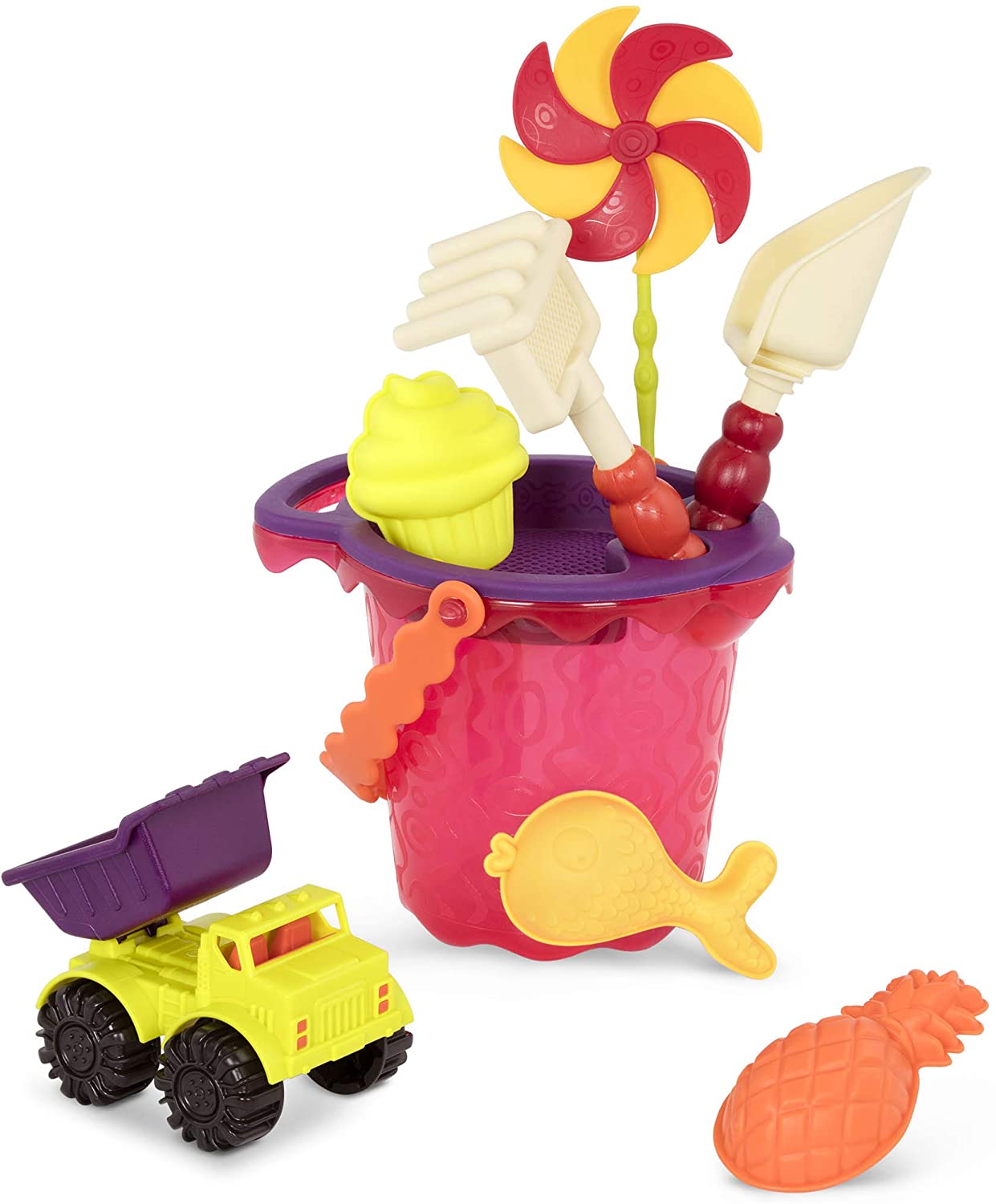B. Toys - Sands Ahoy – Beach Playset - Medium Bucket Set, Red (1331)