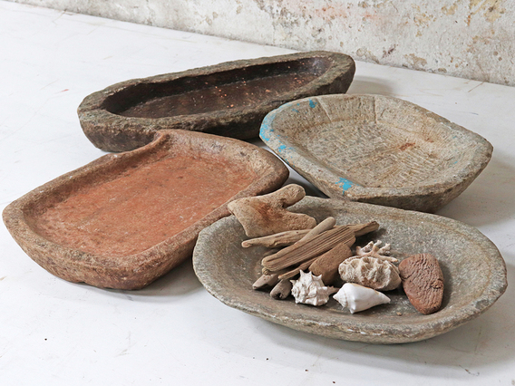 Antique Stone Bowl - Extra Large Brown
