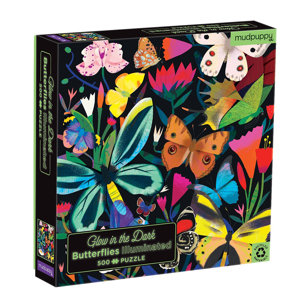 Mudpuppy - Puzzle 500 pc - Butterflies Illuminated - Glow in the Dark (066640)