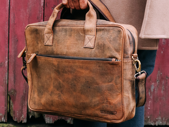 Leather Laptop Bag - Men Large Large