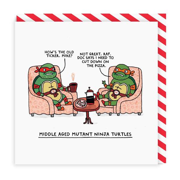 Middle Aged Ninja Turtles Square Greeting Card