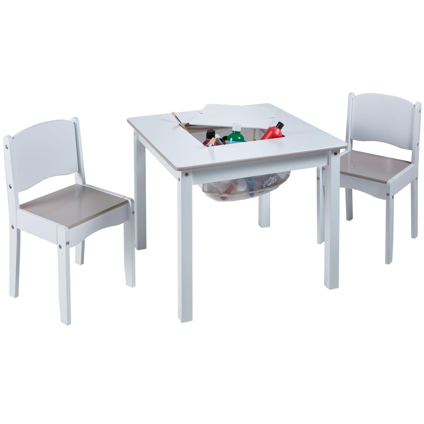 Kids White Craft Table and 2 Chairs Set (528GWH01E)