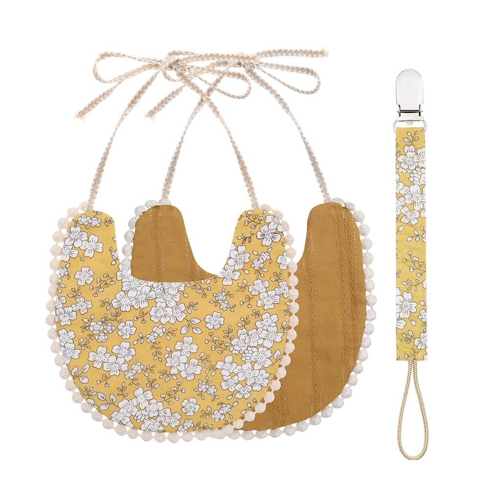 That's Mine - Double-Sided Bib With Pacifier - Ochre (DB162)