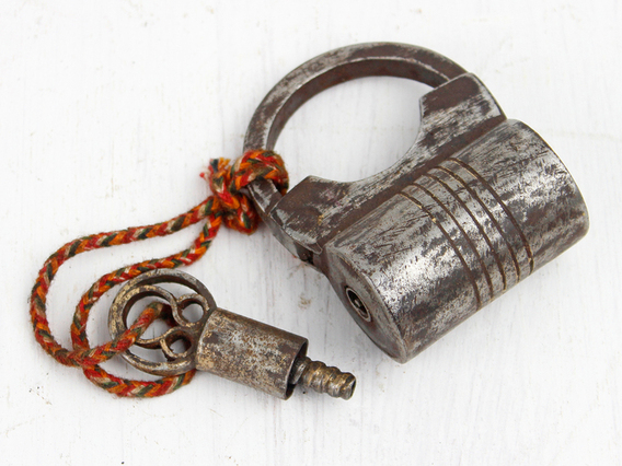 Small Antique Screw Padlock Large