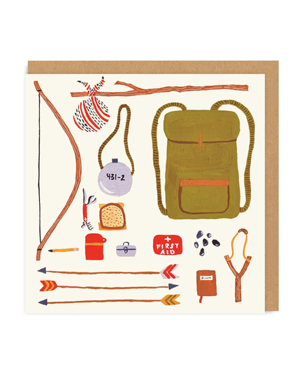 Back Packing Square Greeting Card