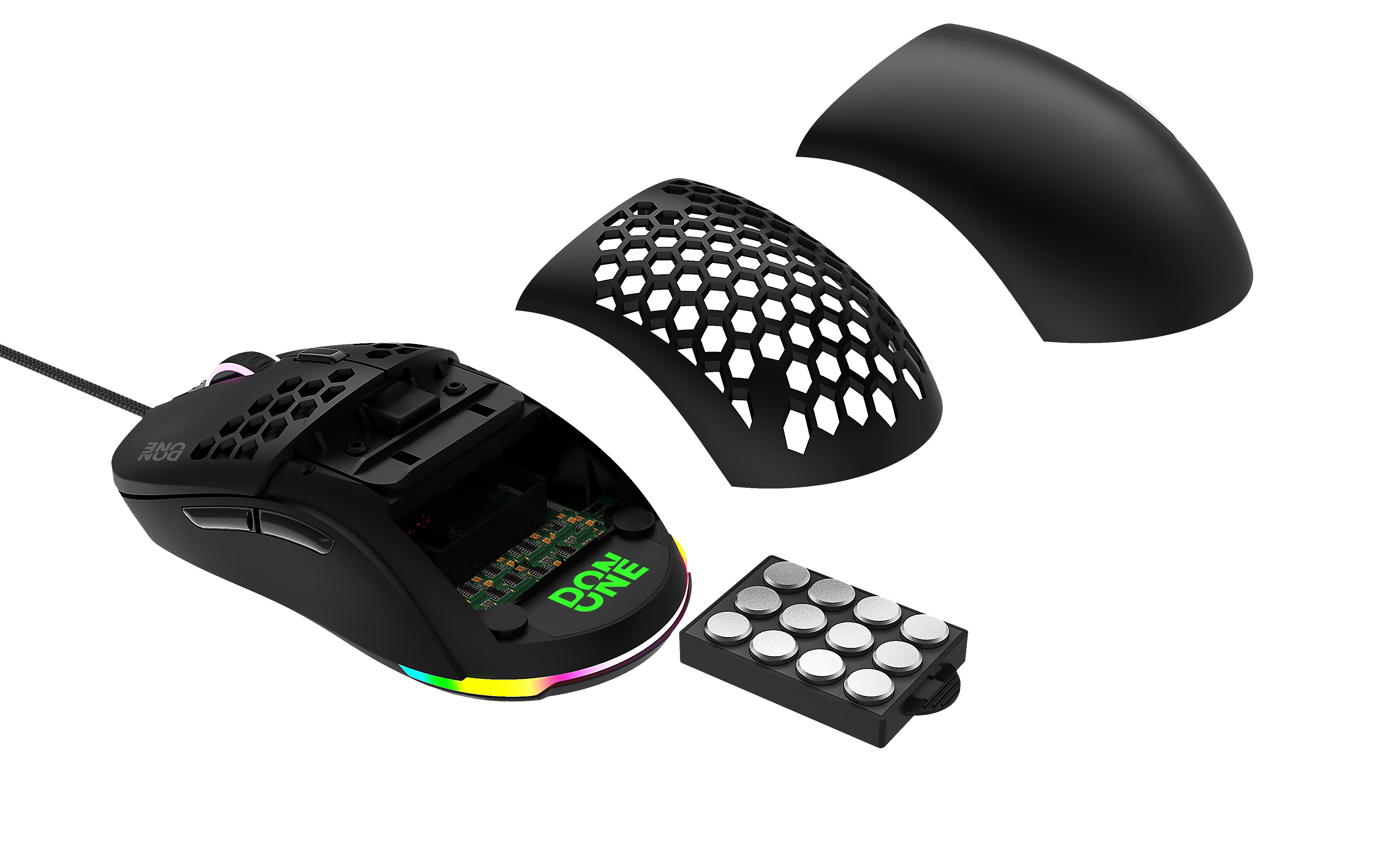 ​DON ONE - GM500 RGB LIGHTWEIGHT GAMING MOUSE - BLACK