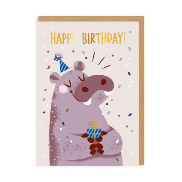 Happy Birthday Hippo Greeting Card