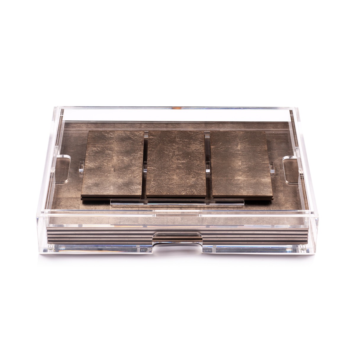 Posh Trading I Clear Grand Matbox I Silver Leaf Taupe