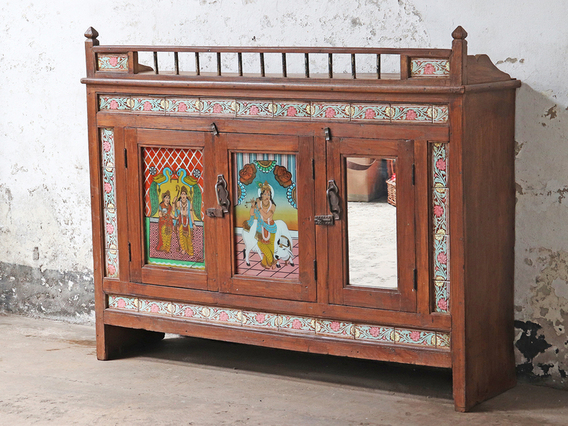 Ornate Antique Indian Sideboard Brown