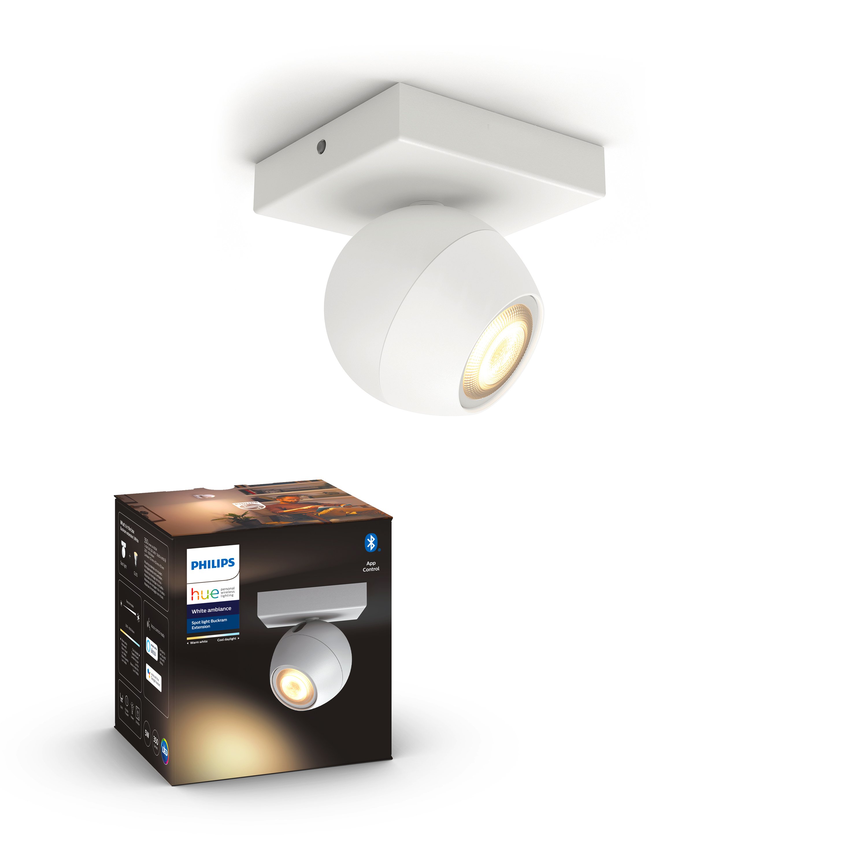 Philips Hue - BUCKRAM single spot white 1x5.5W 230V - White Ambiance - Bluetooth Without Dimmer