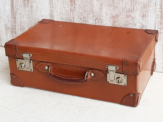 Old Brown Leather Suitcase Brown