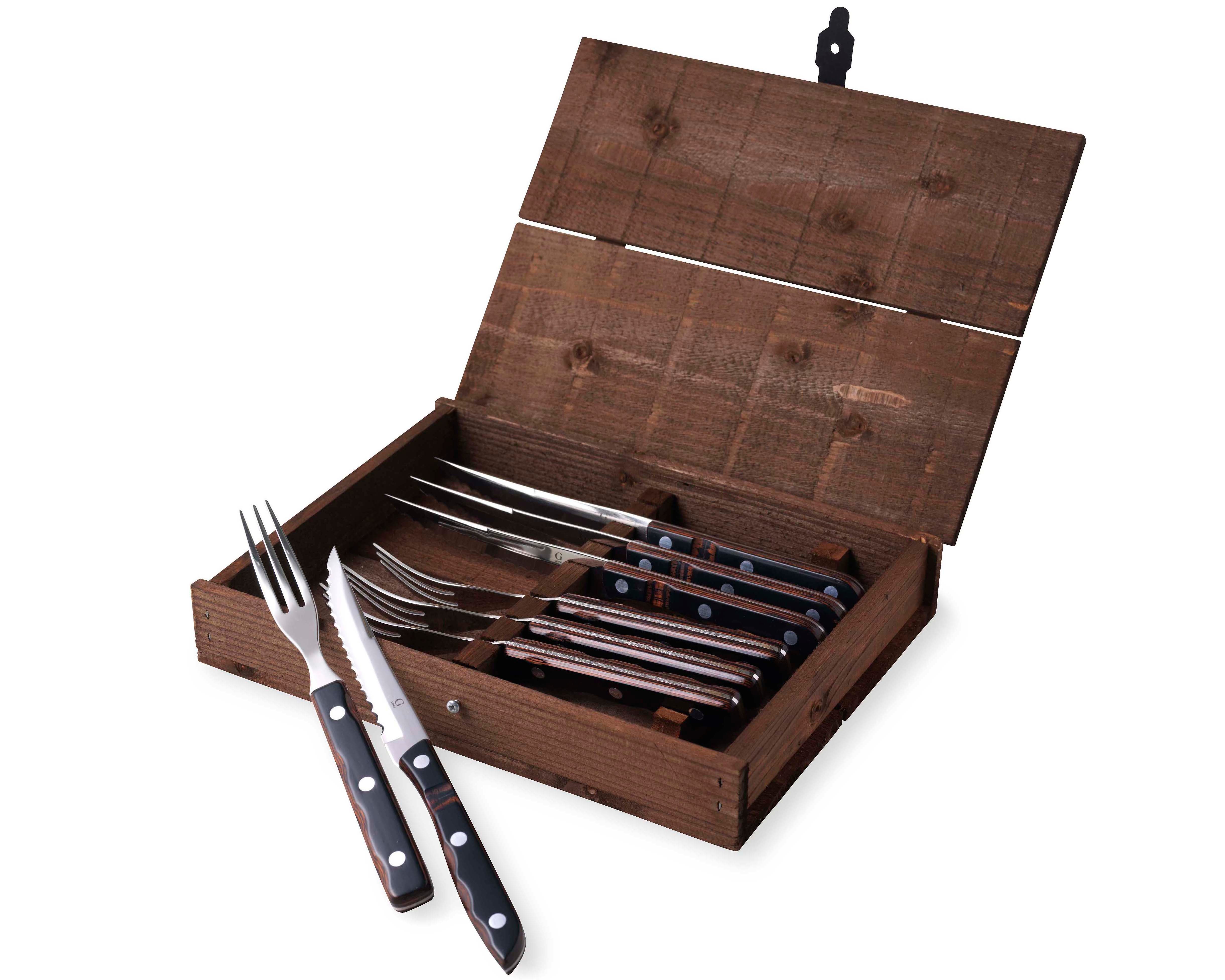Gense - Old Farmer Classic Steak Cutlery 4 Set - Brown Wood/Steel (704893)