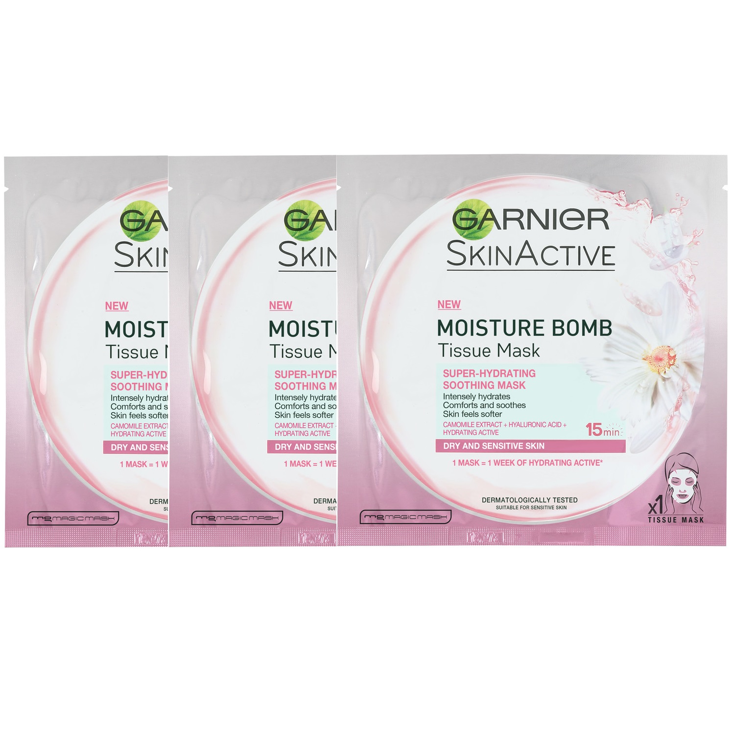 Garnier - 3x Moisture Bomb Tissue Mask Dry Skin