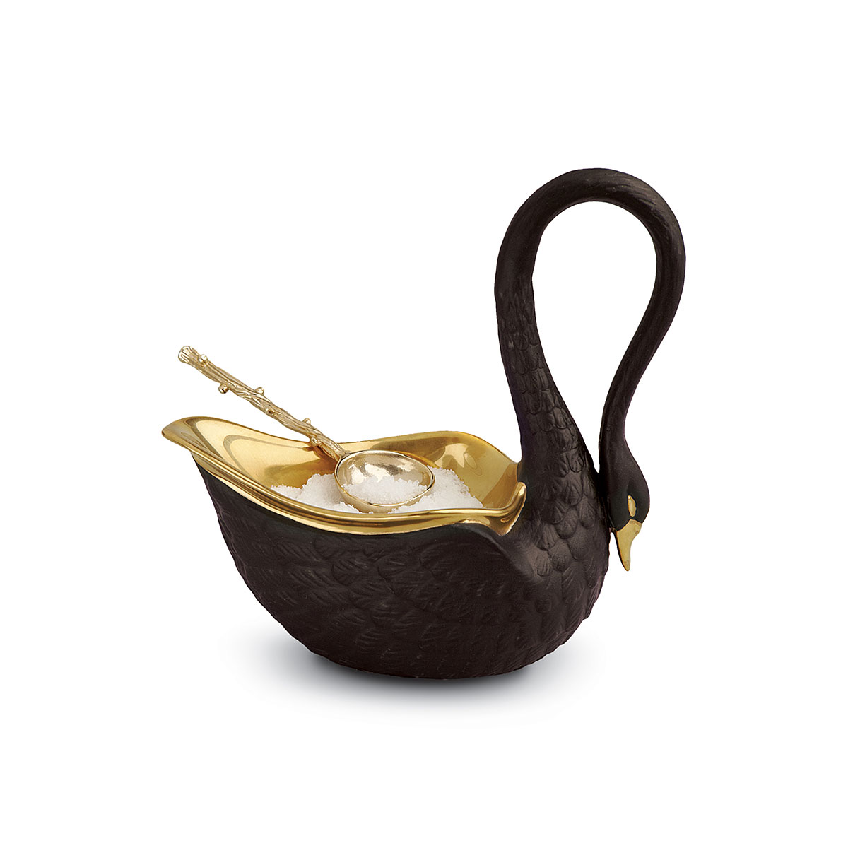 L'Objet I Swan Salt Cellar & Spoon - Black