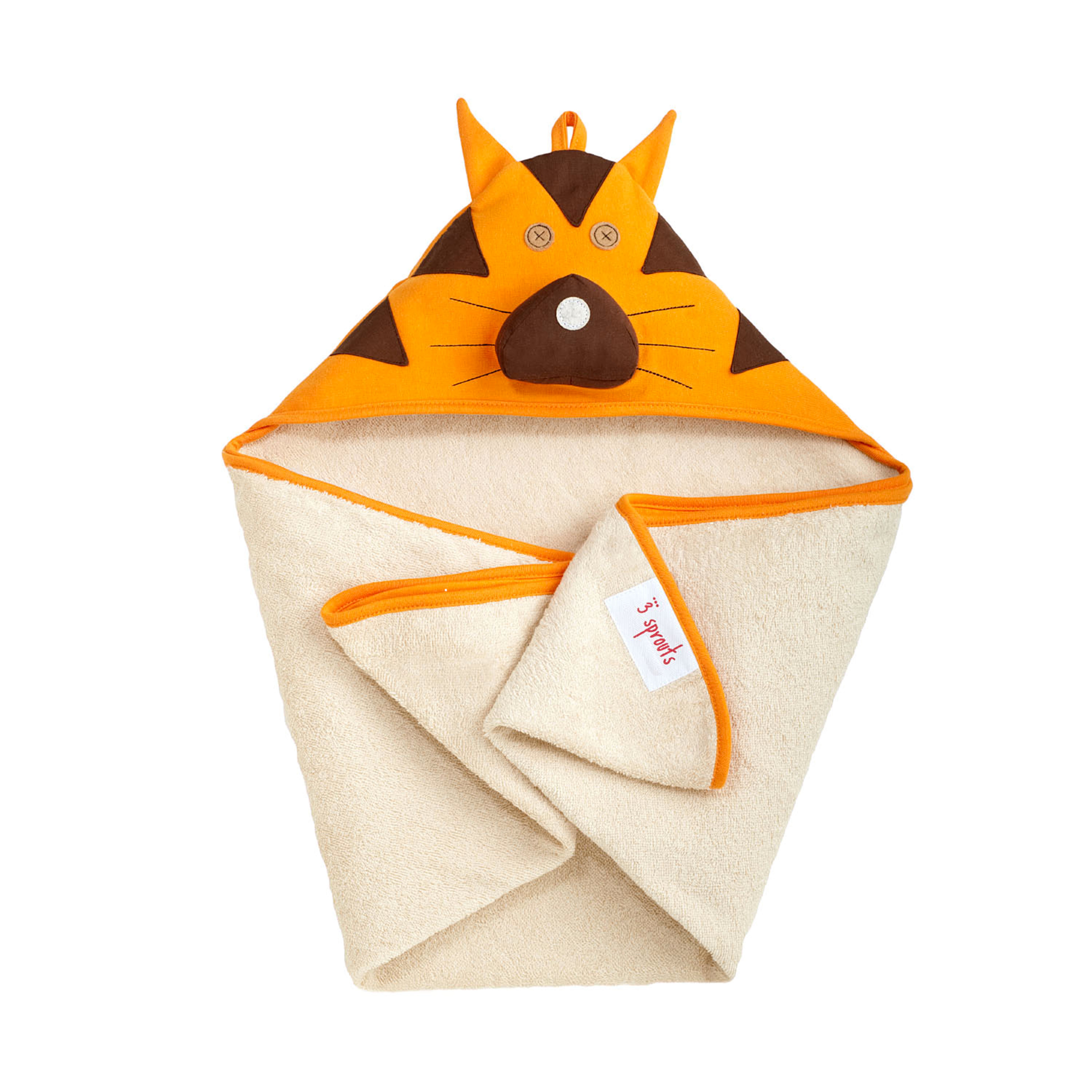3 Sprouts - Hooded Towl - Orange Tiger