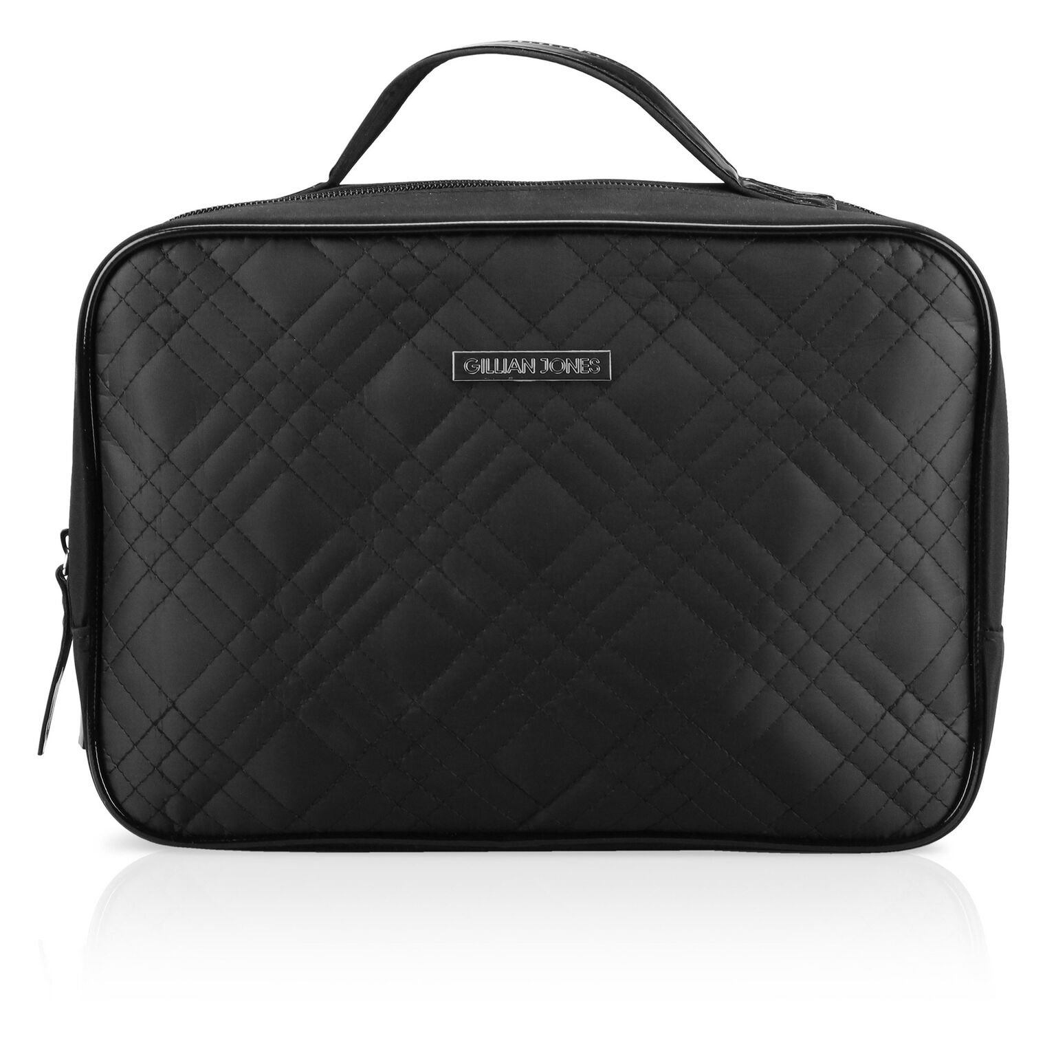 Gillian Jones - Cosmetic Bag with two compartments and black quilted nylon