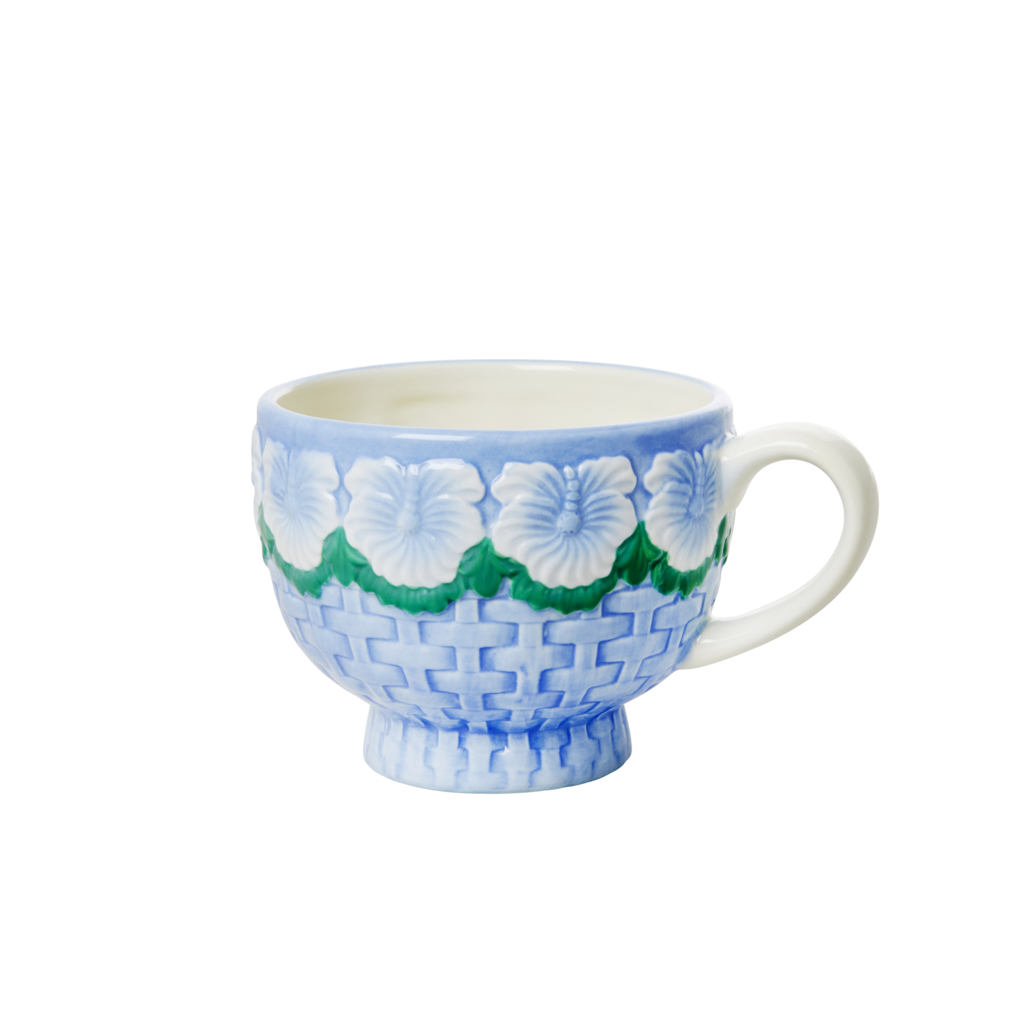Rice - Ceramic Mug - Embossed Blue Flower Design