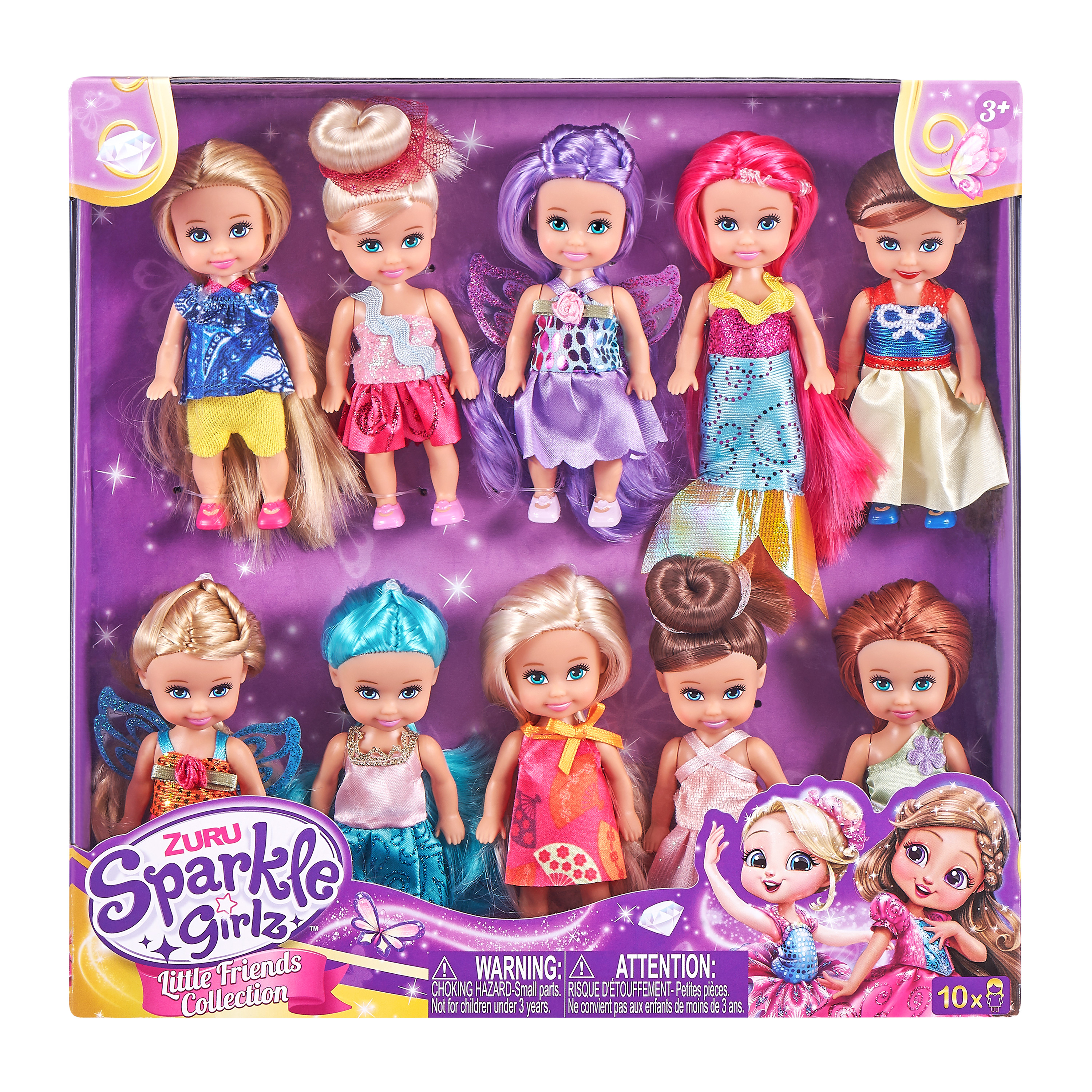 Sparkle Girlz - Little Friends Set of 10 Dolls (A401)