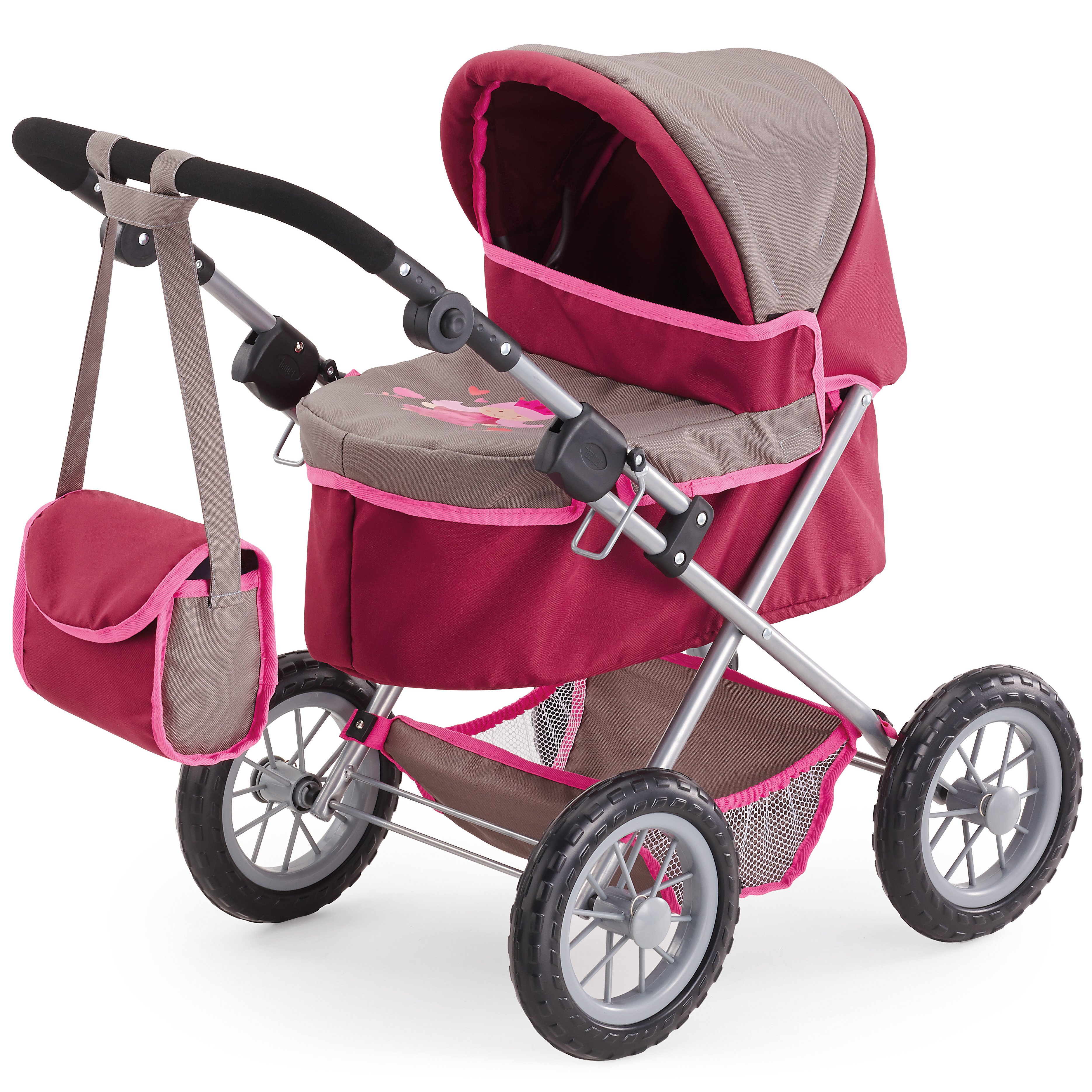 Bayer - Dolls Pram - Trendy - Pink/Grey (13078AA)