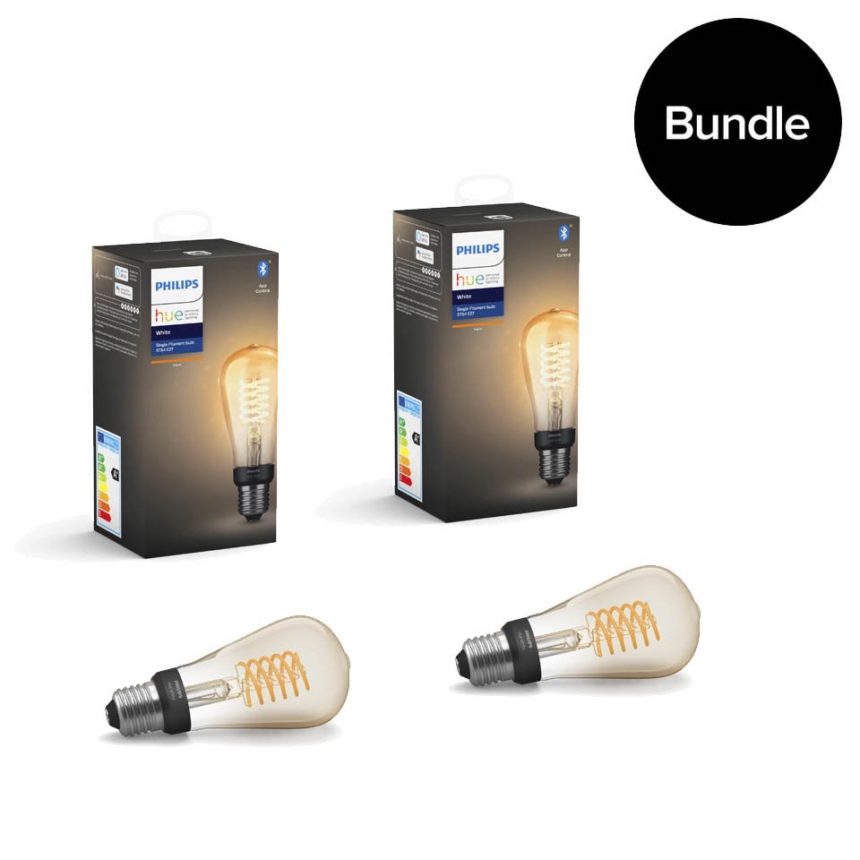 Philips Hue - 2xE27 Filament ST64 - Warm White - Bluetooth Bundle