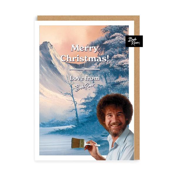 Merry Christmas Snowy Mountain Tree Christmas Card
