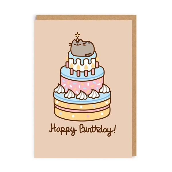 Pusheen Happy Birthday Cake Greeting Card