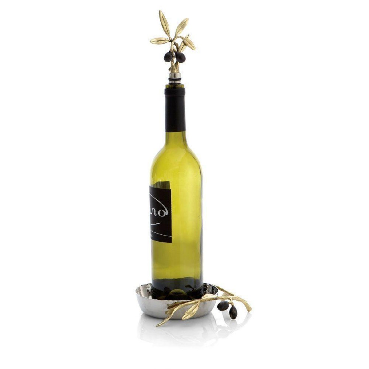 Michael Aram I Olive Branch Wine Coaster & Stopper Set